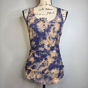 Free people tie dye henley style tank top sz small